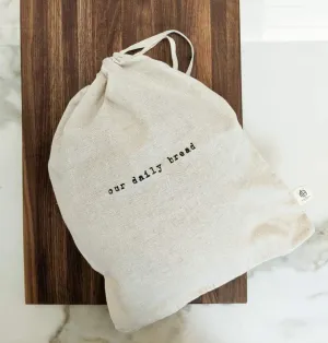 Our Daily Bread Set of 2 Natural Linen Bread Bags (15x12), Reusable Drawstring Bags, Perfect for Bakers, House Warming