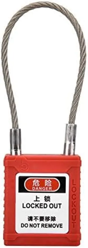 Outdoor Padlock, Energy Long Shackle isolating Lock, Suitcase Locks with Keys, Luggage Padlocks Metal Padlocks, Security Padlock with Key, Wire Rope Lock for Locking Warehouse