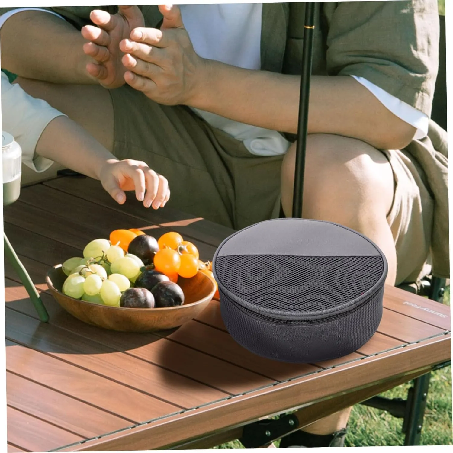Outdoor Tableware Bag Canvas Bag Round Dish Container Bag for Plate Tableware Pouch Camping Supplies