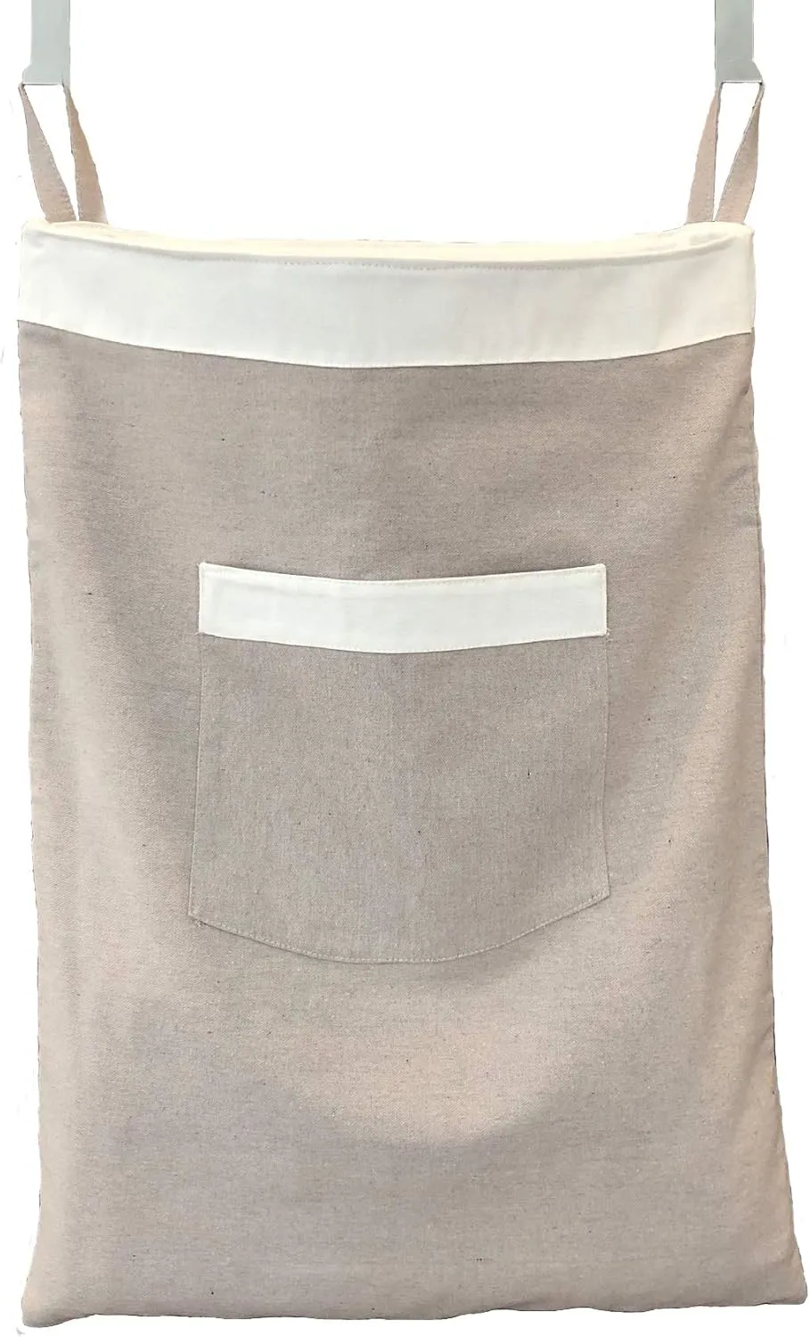 Over-the-Door Laundry Hamper Bag - Stylish Linen Design - Drawstring Closure with Convenient Carry Strap - Hooks Not Included*