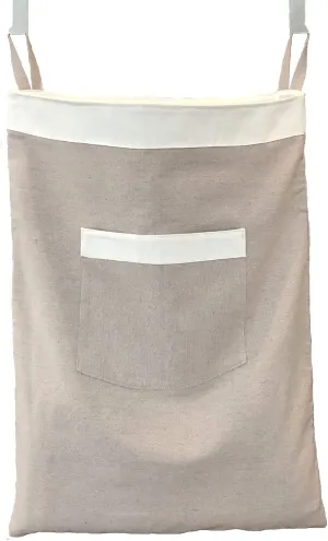 Over-the-Door Laundry Hamper Bag - Stylish Linen Design - Drawstring Closure with Convenient Carry Strap - Hooks Not Included*