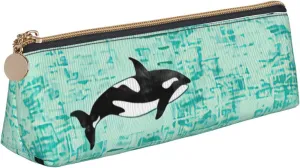 Pacific Ocean biological print Triangle Leather Stationery Storage Bag Multi-Functional Cosmetic Bag, Everyday Use