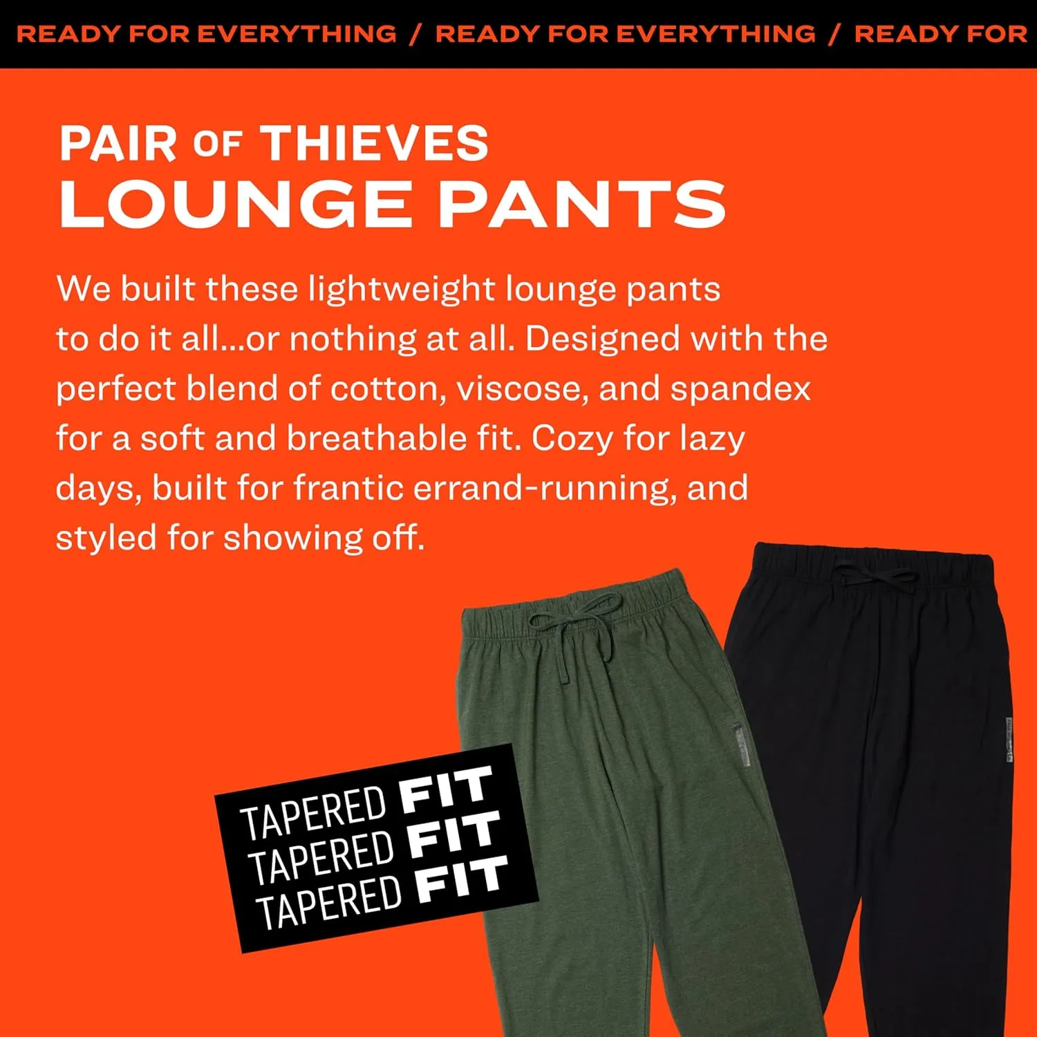 Pair of Thieves Men's RFE Tapered Lounge Pants - Super Soft, Stretchy Joggers with Pockets