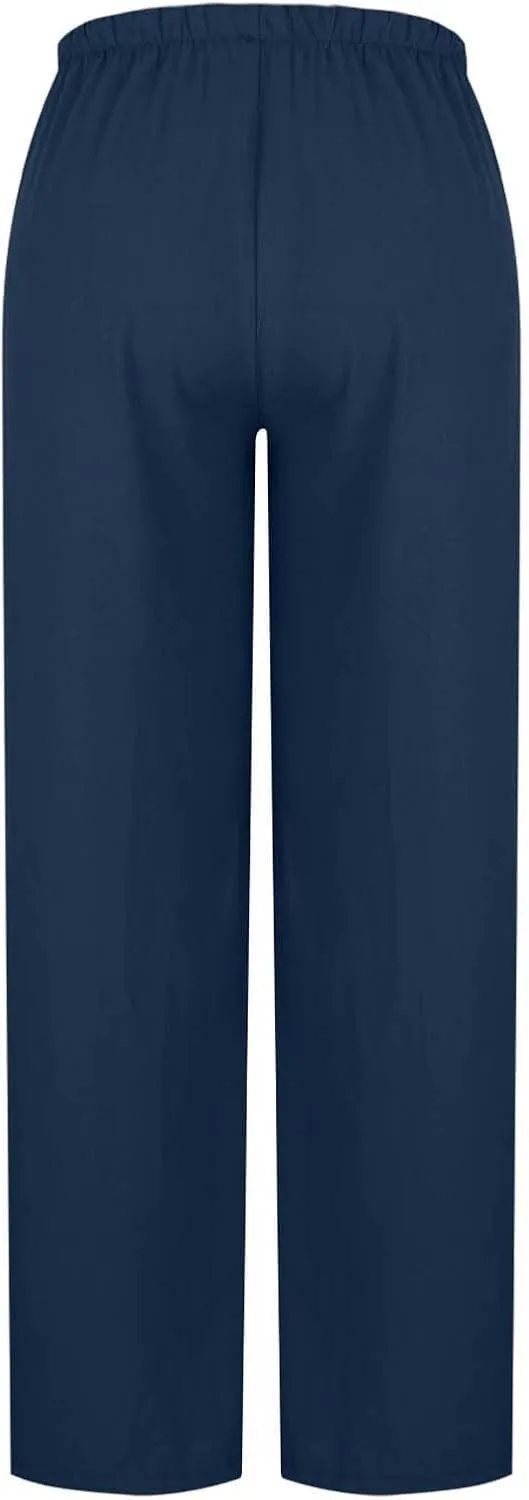 Palazzo Pants for Women Baggy Wide Leg Low Rise Linen Pants Loose Drawstring Long Lounge Trousers with Pockets