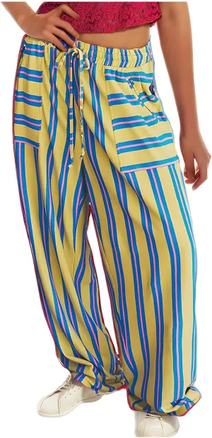 Palazzo Pants for Women Drawstring Stripe Wide Leg Trousers Casual Low Rise Loose Lounge Pants with Pockets