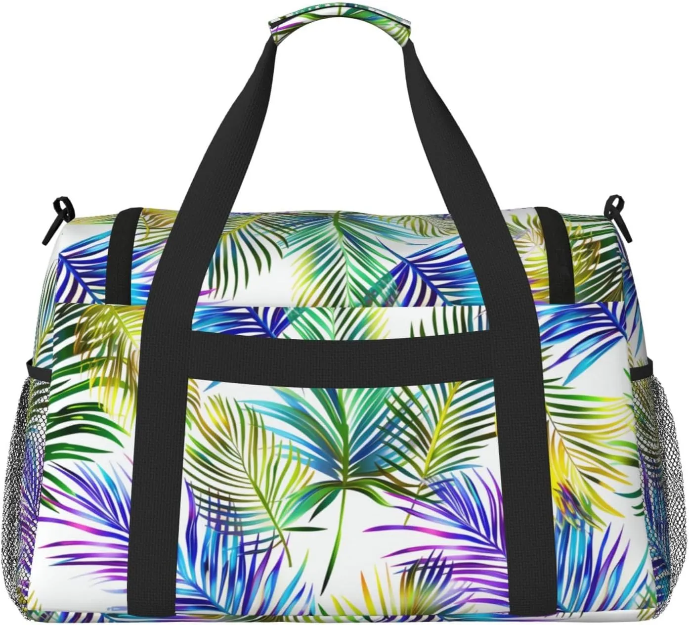 Palm Leaves Bright Duffle Bag Foldable Travel Tote Bag Carry On Large Weekender Overnight Bags Waterproof Gym Bag For Women Men