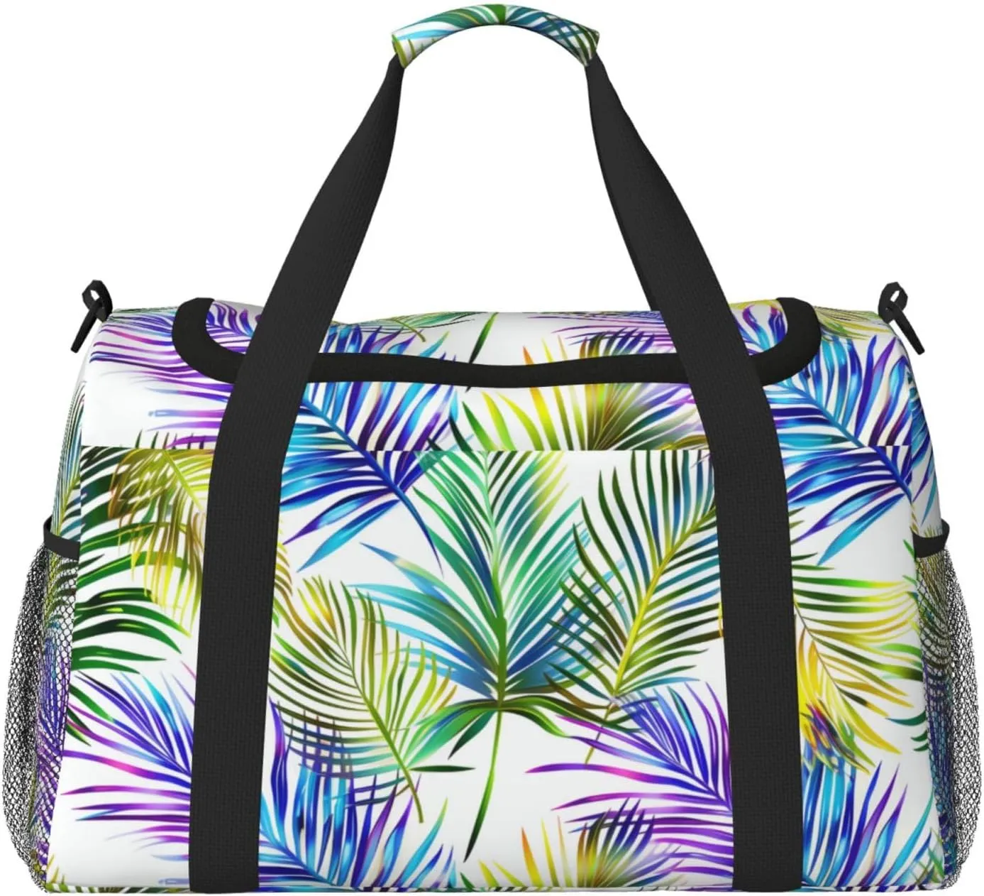 Palm Leaves Bright Duffle Bag Foldable Travel Tote Bag Carry On Large Weekender Overnight Bags Waterproof Gym Bag For Women Men