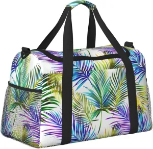 Palm Leaves Bright Duffle Bag Foldable Travel Tote Bag Carry On Large Weekender Overnight Bags Waterproof Gym Bag For Women Men