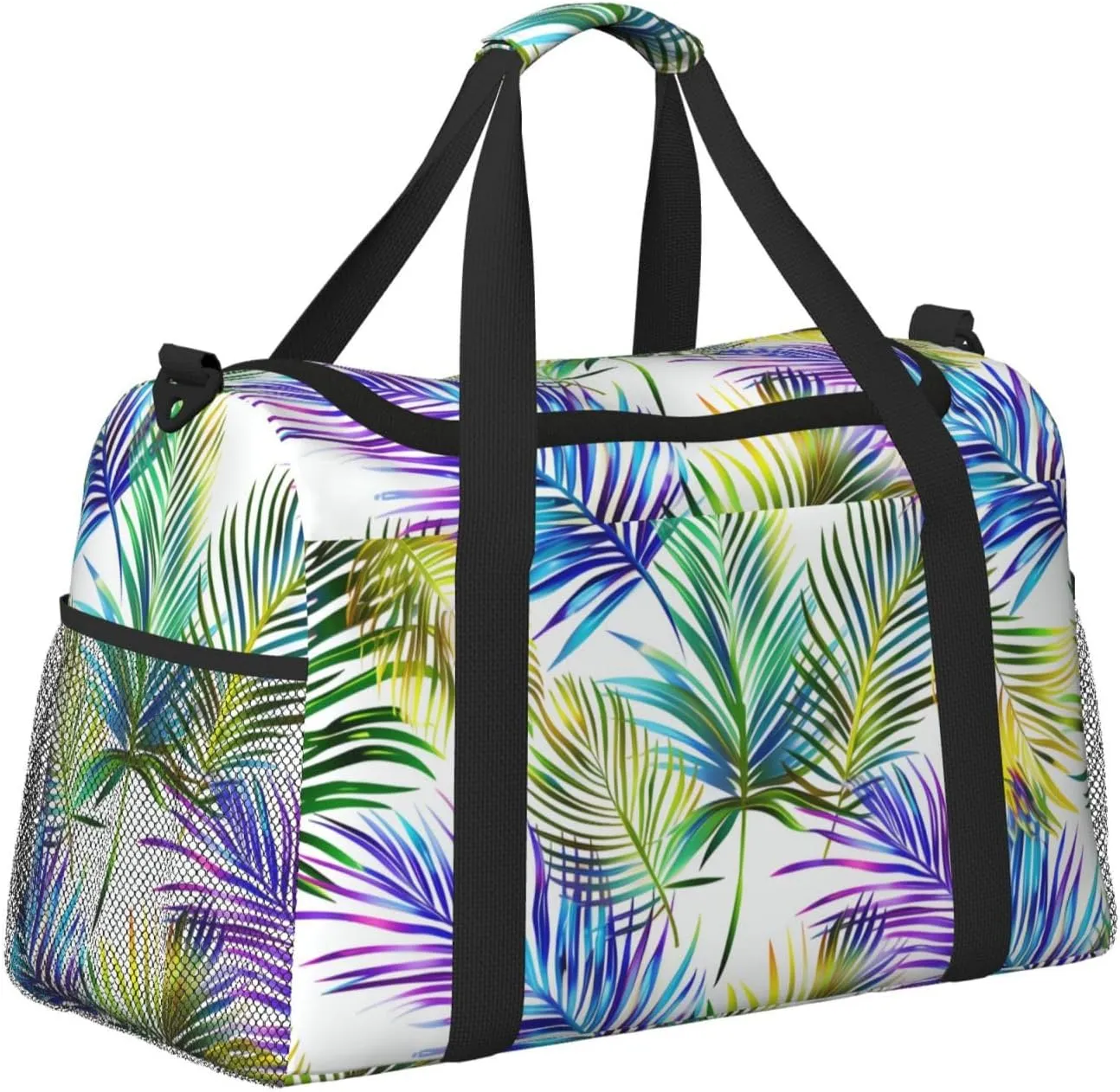 Palm Leaves Bright Duffle Bag Foldable Travel Tote Bag Carry On Large Weekender Overnight Bags Waterproof Gym Bag For Women Men