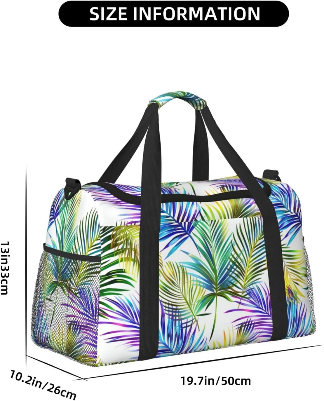 Palm Leaves Bright Duffle Bag Foldable Travel Tote Bag Carry On Large Weekender Overnight Bags Waterproof Gym Bag For Women Men