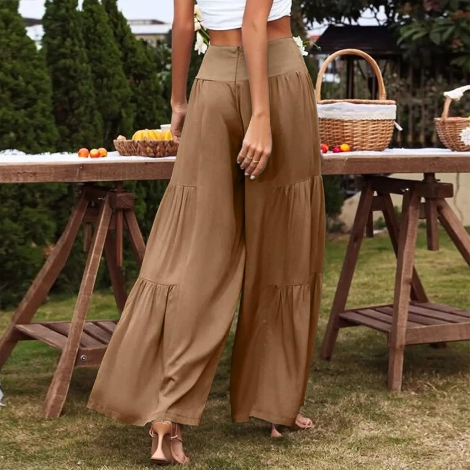 Pants for Women Resort Wear for Women 2025 Wide Leg Pants Ladies Trousers Linen Clothing
