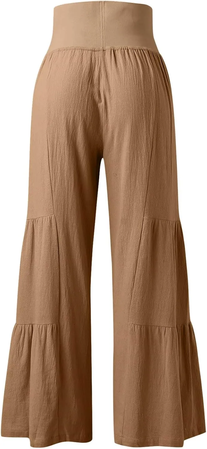 Pants for Women Resort Wear for Women 2025 Wide Leg Pants Ladies Trousers Linen Clothing