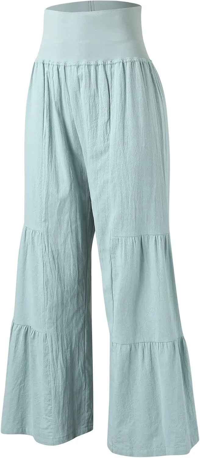 Pants for Women Resort Wear for Women 2025 Wide Leg Pants Ladies Trousers Linen Clothing