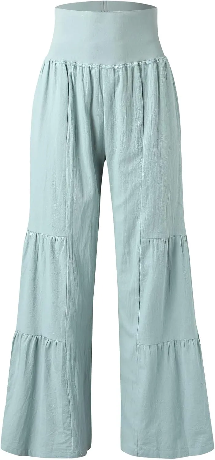 Pants for Women Resort Wear for Women 2025 Wide Leg Pants Ladies Trousers Linen Clothing