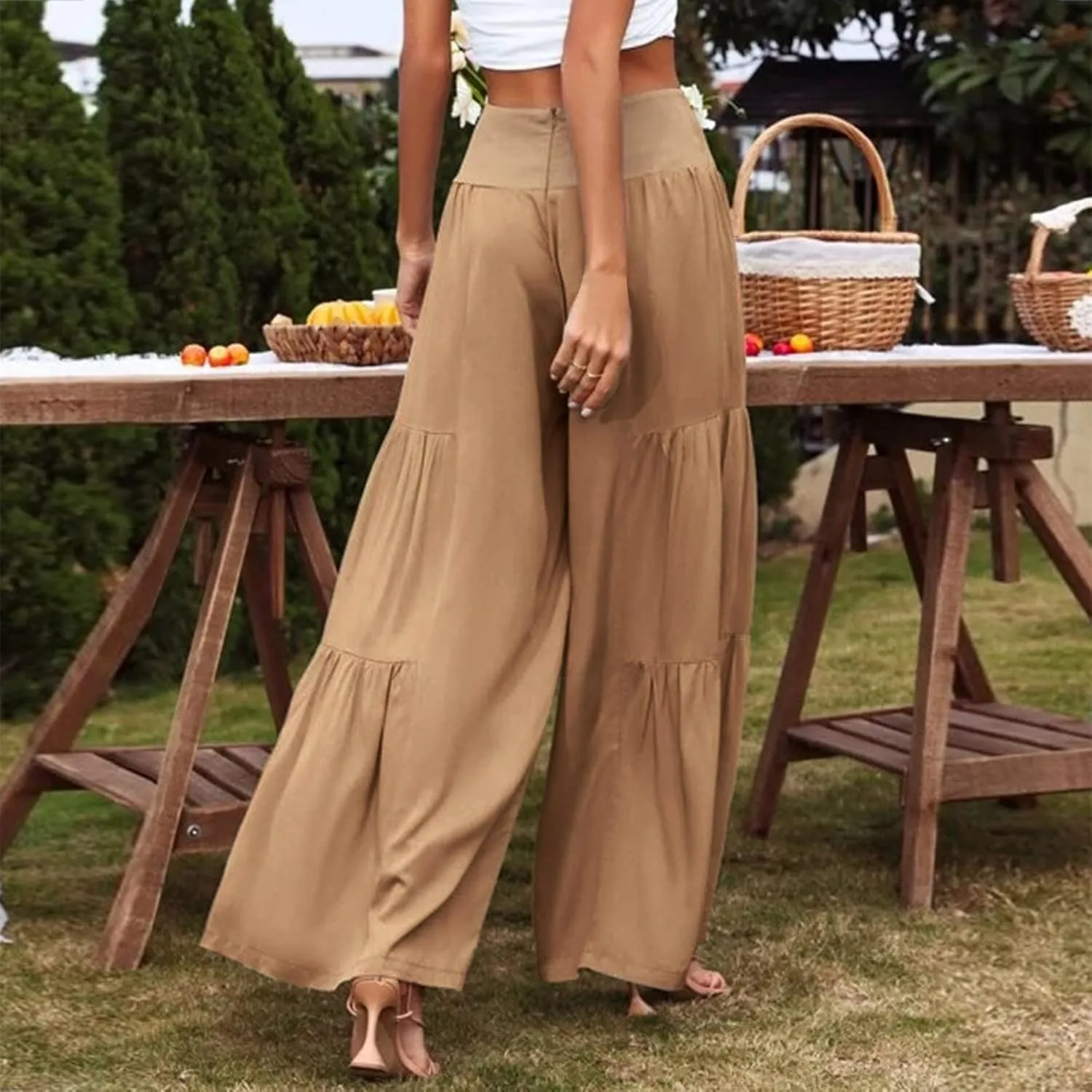 Pants for Women Resort Wear for Women 2025 Wide Leg Pants Ladies Trousers Linen Clothing