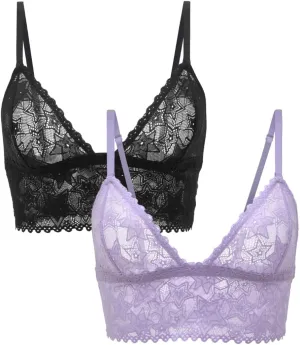Parade Women's Star Lace Longline Triangle Bralette: Available in Multi Packs