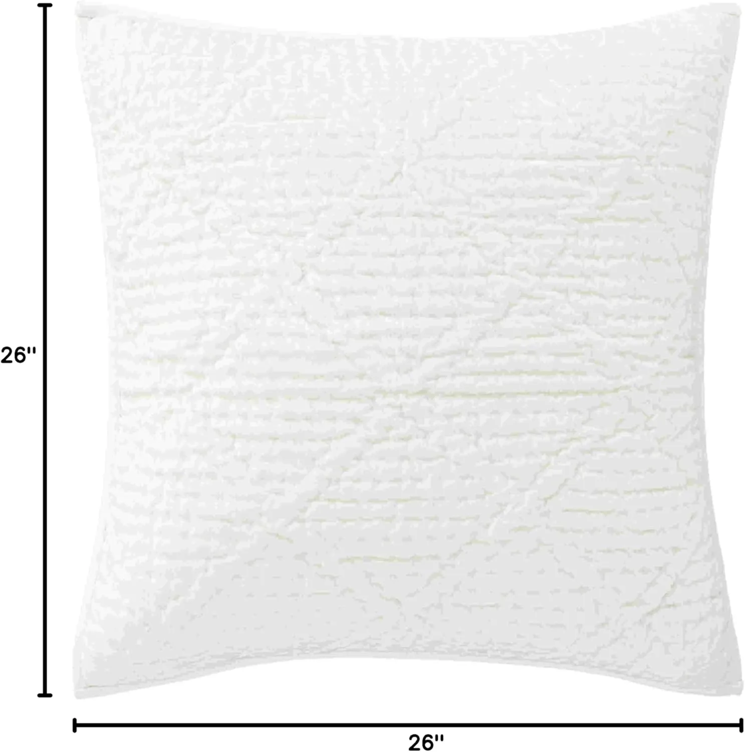 Parisienne Velvet Dove White Quilted Sham, Euro Size, White Solid Pattern
