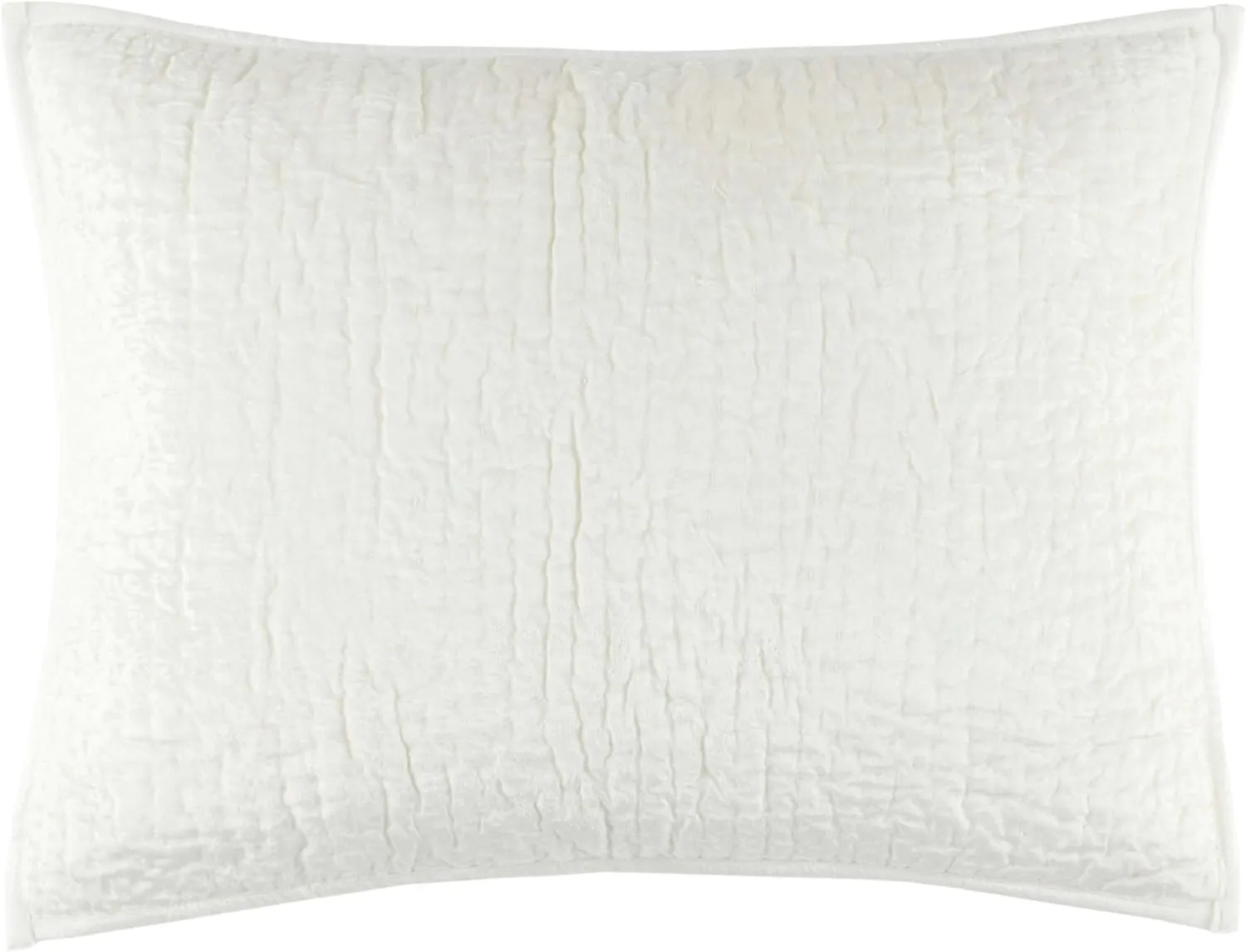 Parisienne Velvet Dove White Quilted Sham, Standard Size, White Solid Pattern