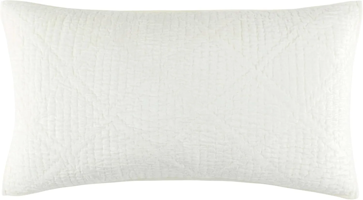 Parisienne Velvet Dove White Quilted Sham, Standard Size, White Solid Pattern