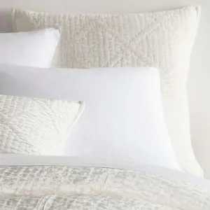 Parisienne Velvet Dove White Quilted Sham, Standard Size, White Solid Pattern