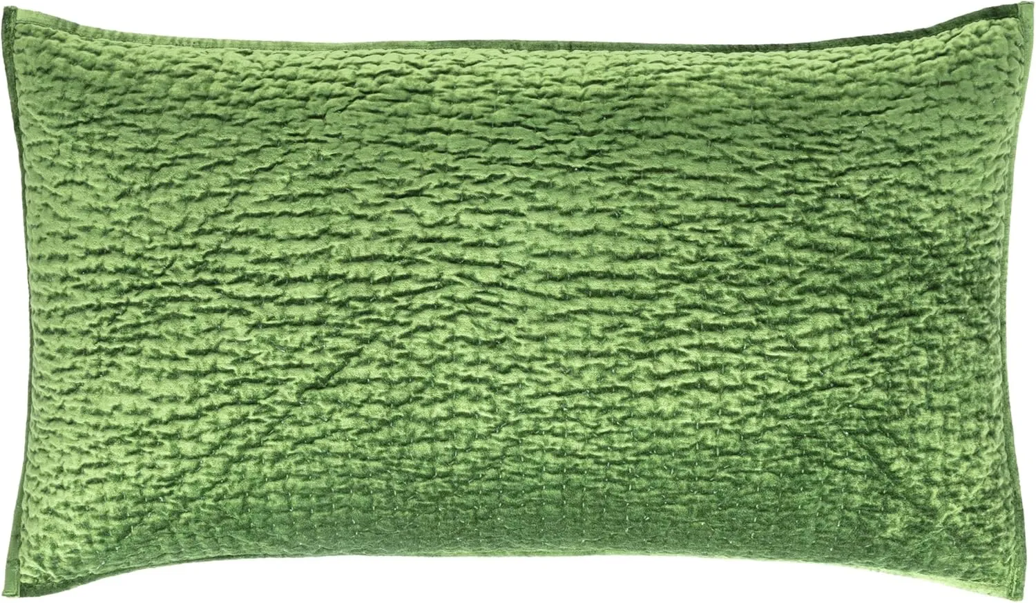 Parisienne Velvet Evergreen Quilted Sham, Standard Size, Green Solid Pattern