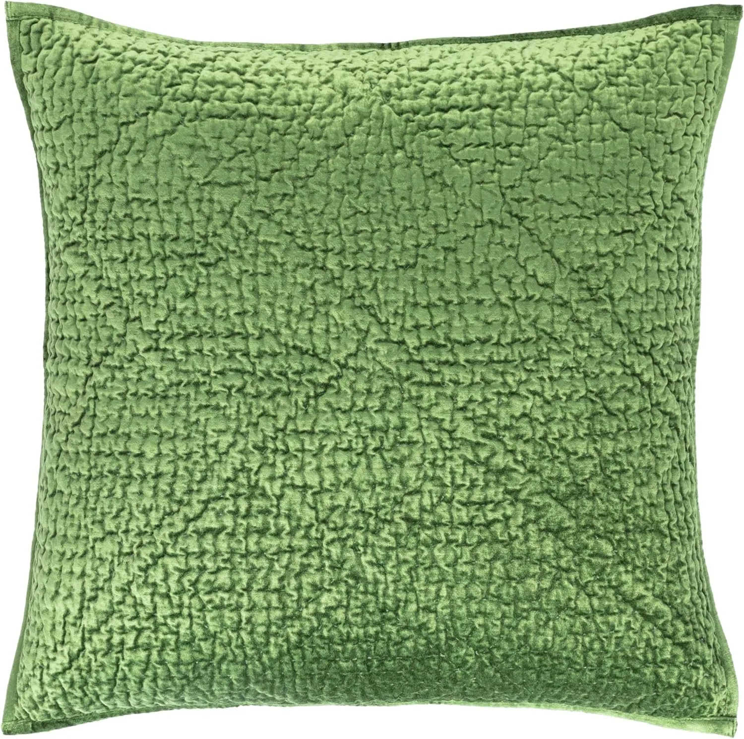 Parisienne Velvet Evergreen Quilted Sham, Standard Size, Green Solid Pattern