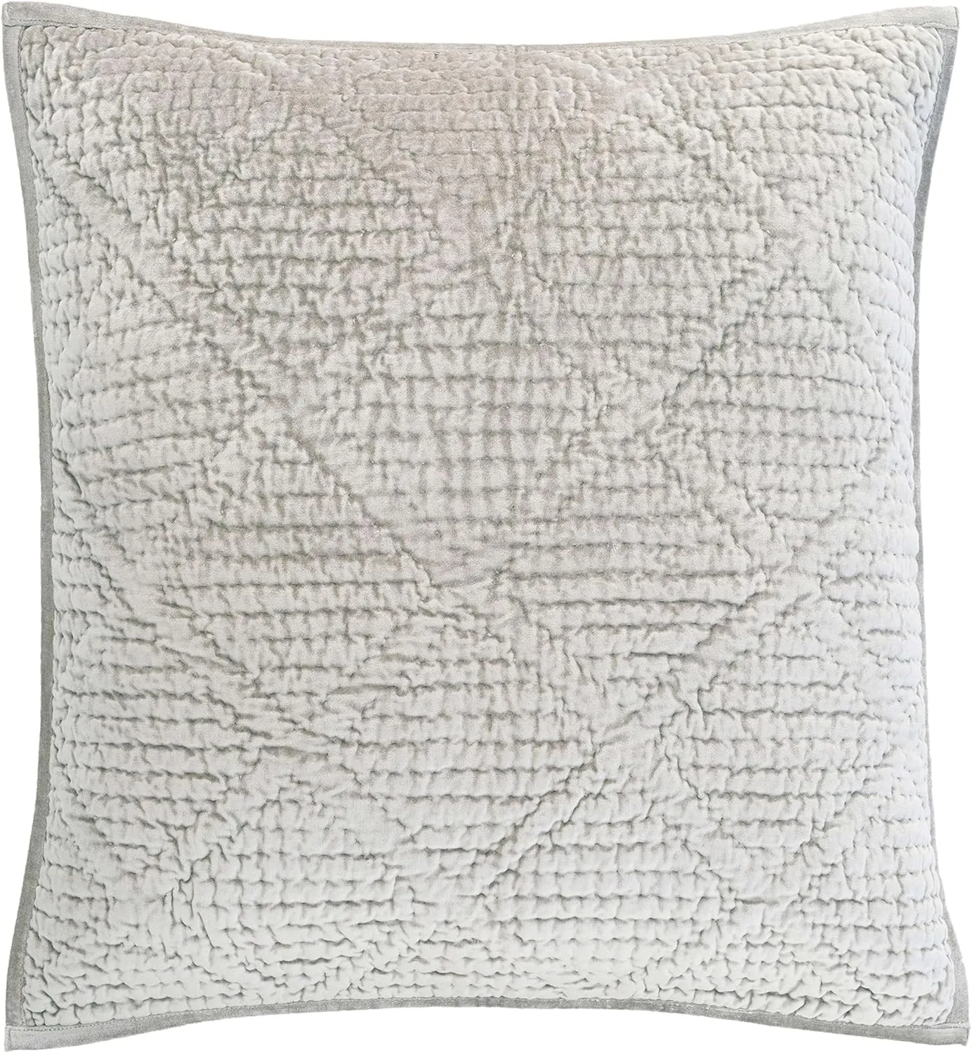 Parisienne Velvet Grey Quilted Sham, Euro Size, Grey Solid Pattern