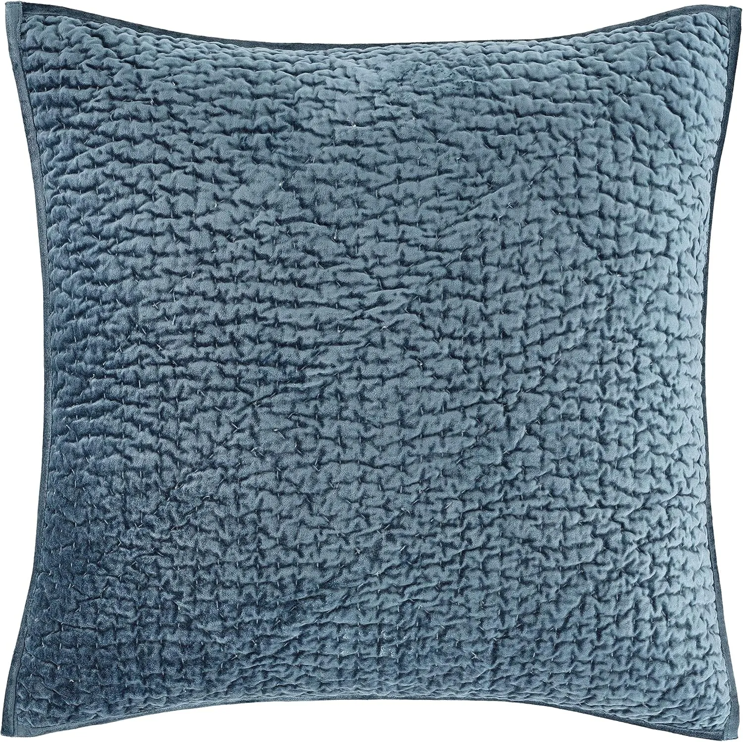 Parisienne Velvet Slate Quilted Sham, Euro Size, Blue Solid Pattern