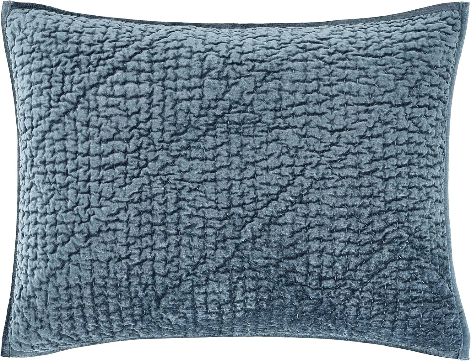 Parisienne Velvet Slate Quilted Sham, Euro Size, Blue Solid Pattern