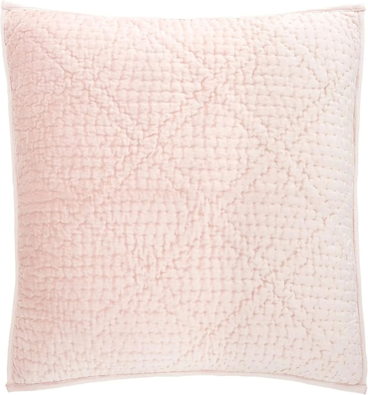 Parisienne Velvet Soft Pink Quilted Sham, Standard Size, Pink Solid Pattern