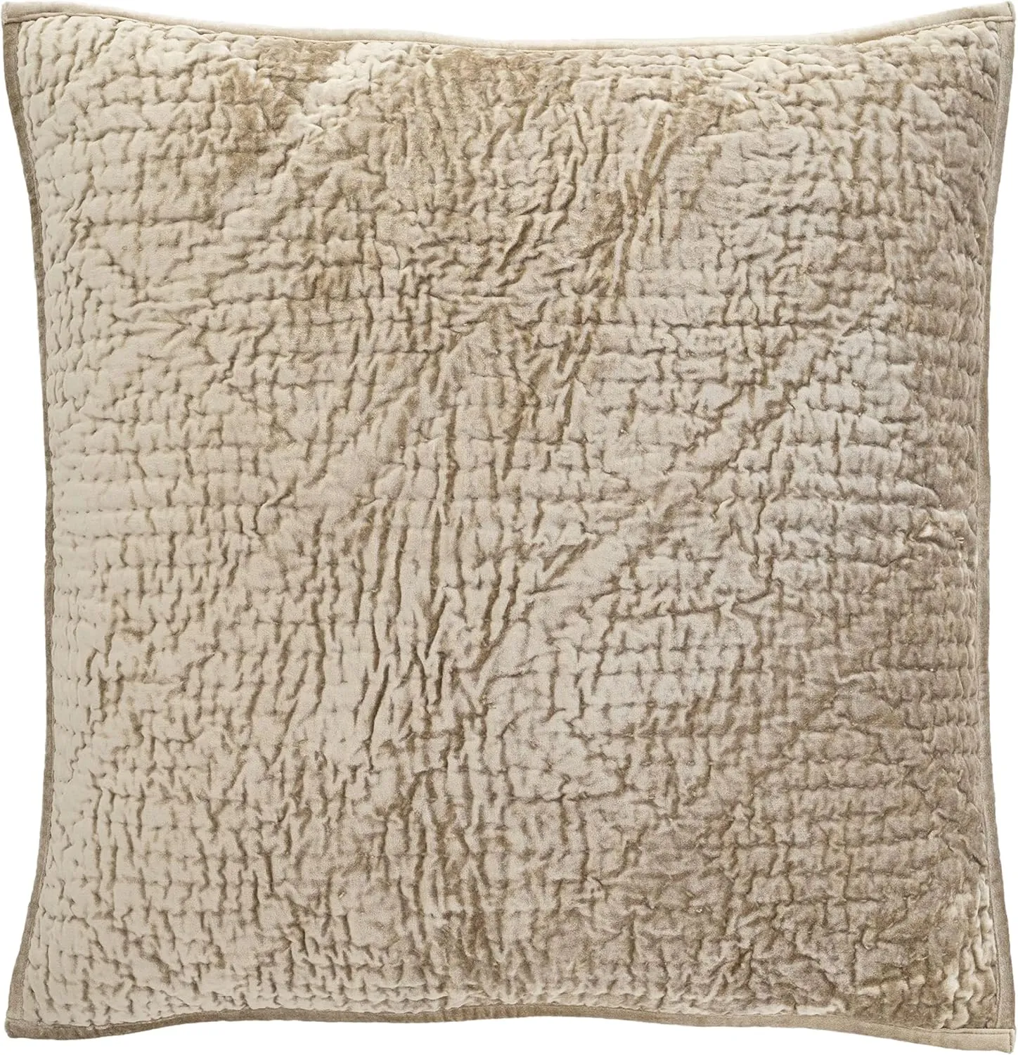 Parisienne Velvet Topaz Quilted Sham, Standard Size, Brown Solid Pattern