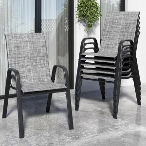 Patio Chairs, Stackable Outdoor Dining Chairs for All Weather Textilene Fabric & Metal Frame, Outdoor Chairs Set for Backyard Deck Garden (Grey, Set of 6)