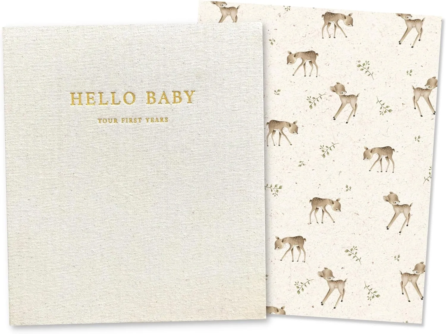 Peachly Unisex Baby Memory Book | Minimalist Baby Book | First Year Baby Book Keepsake for Milestones | Baby Scrapbook | Baby Books for Boy or Girl | Natural Linen - Forest