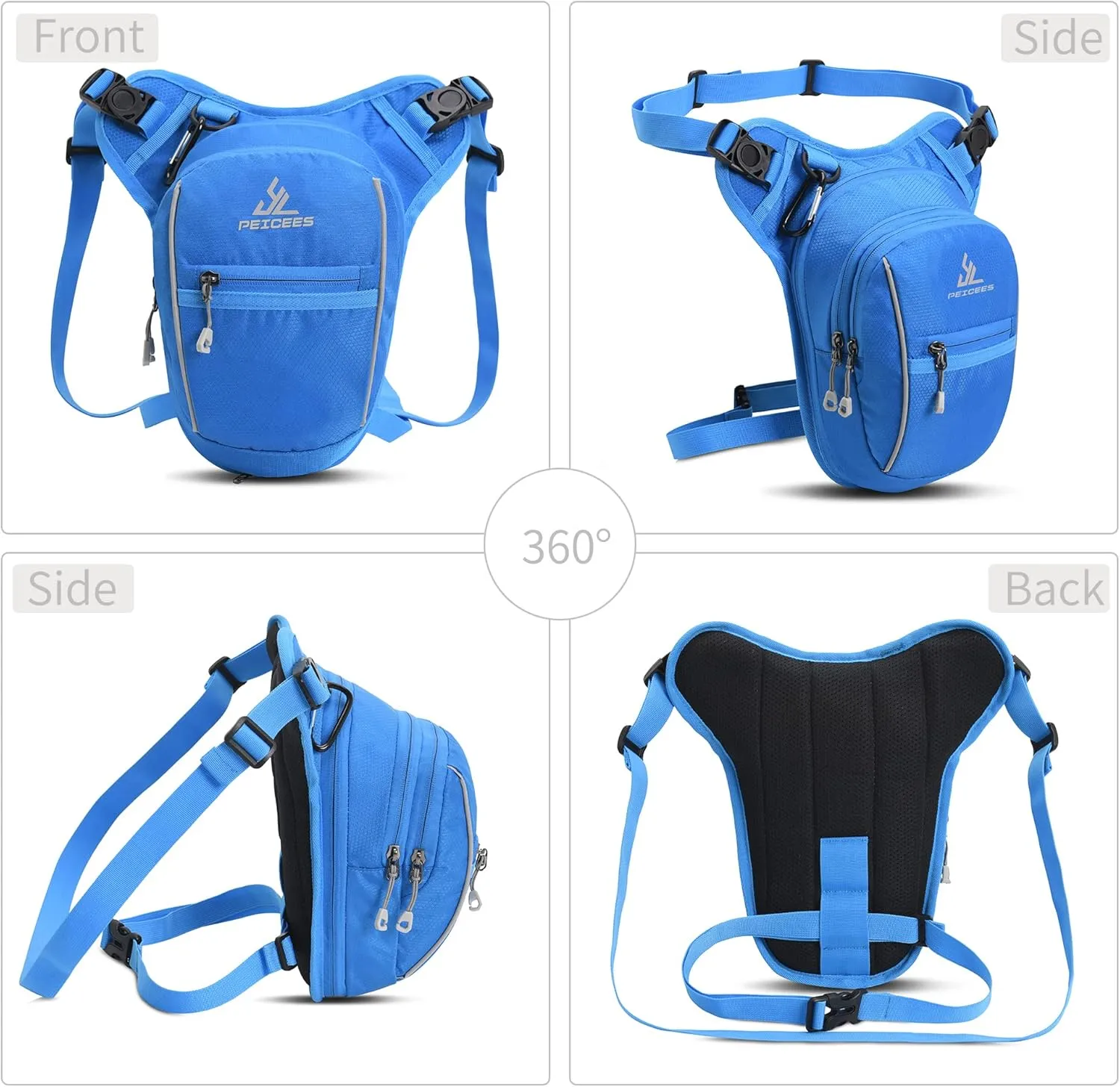 Peicees Leg Bag for Men Fanny Packs Women Men Outdoor Thigh Bags Motorcycle Ride Crossbody Backpack