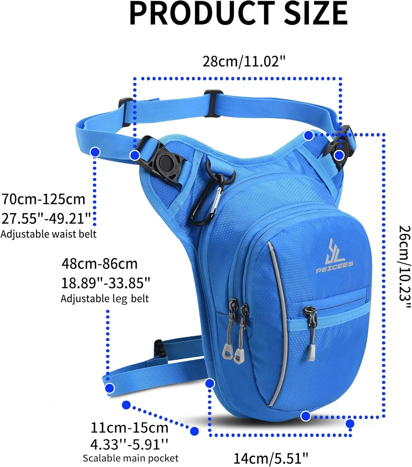 Peicees Leg Bag for Men Fanny Packs Women Men Outdoor Thigh Bags Motorcycle Ride Crossbody Backpack