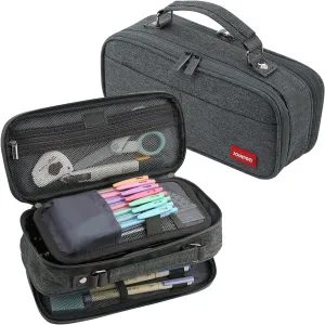 Pencil Case, Large Capacity Pencil Case Organizer; Double Zipper Storage Bag; Big Pencil Pouch for College School Office Teen Girl Boy Men Women Adult