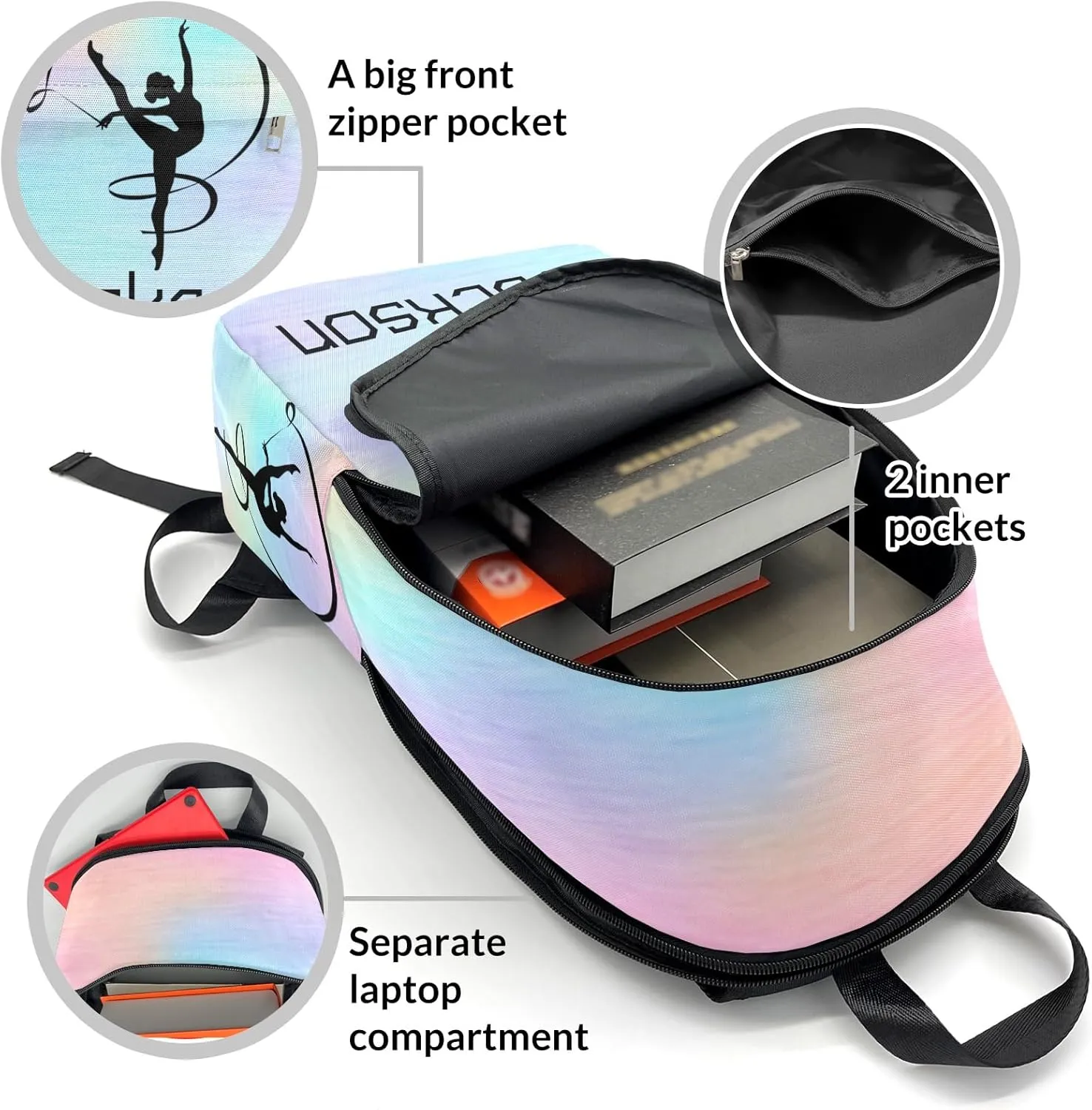 Personalised Casual Rucksack Large Capacity Casual Backpack Custom Unisex Travel Bag Gymnastics