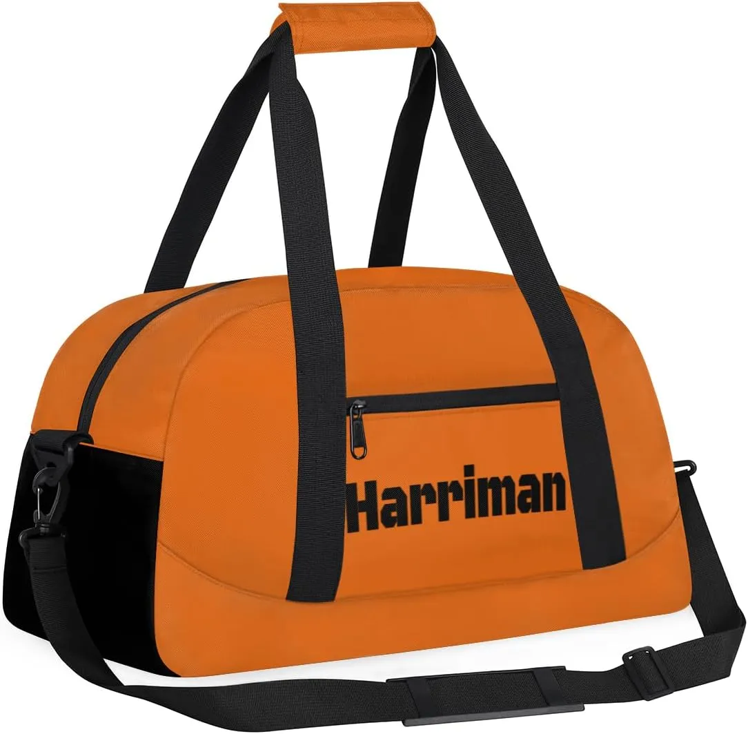 Personalize-Kids-Duffel-Bags With Custom Name Text Carry-On Overnight Travel Gym Lightweight Dance Sports Bags For Girls Boys Kids,Orange