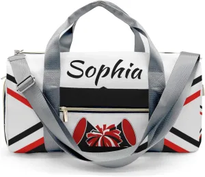 Personalized Cheer Red White Multi-Function Travel Duffel Handbag Large Capacity Handbag Women Men Gym Yoga Ballet with Name