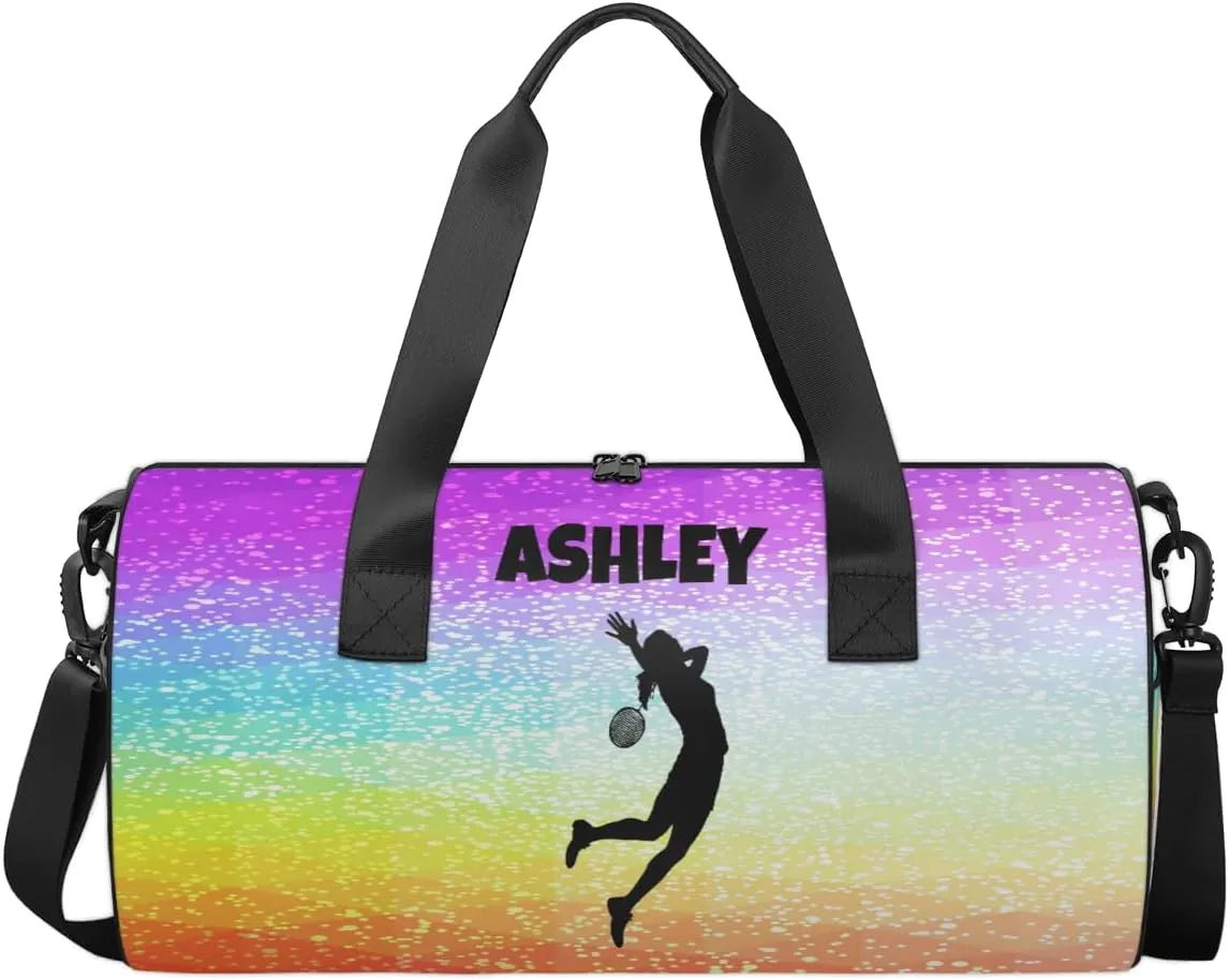 Personalized Kids Sport Duffel Bag with Custom Name Carry On Sleepover Weekender Travel Bag - Badminton