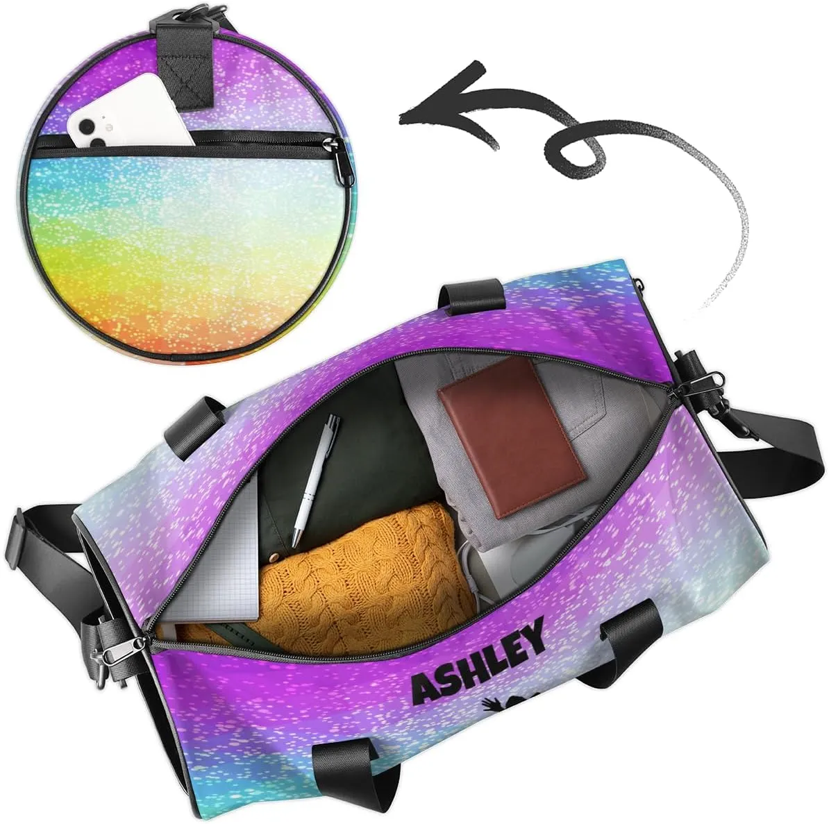 Personalized Kids Sport Duffel Bag with Custom Name Carry On Sleepover Weekender Travel Bag - Badminton