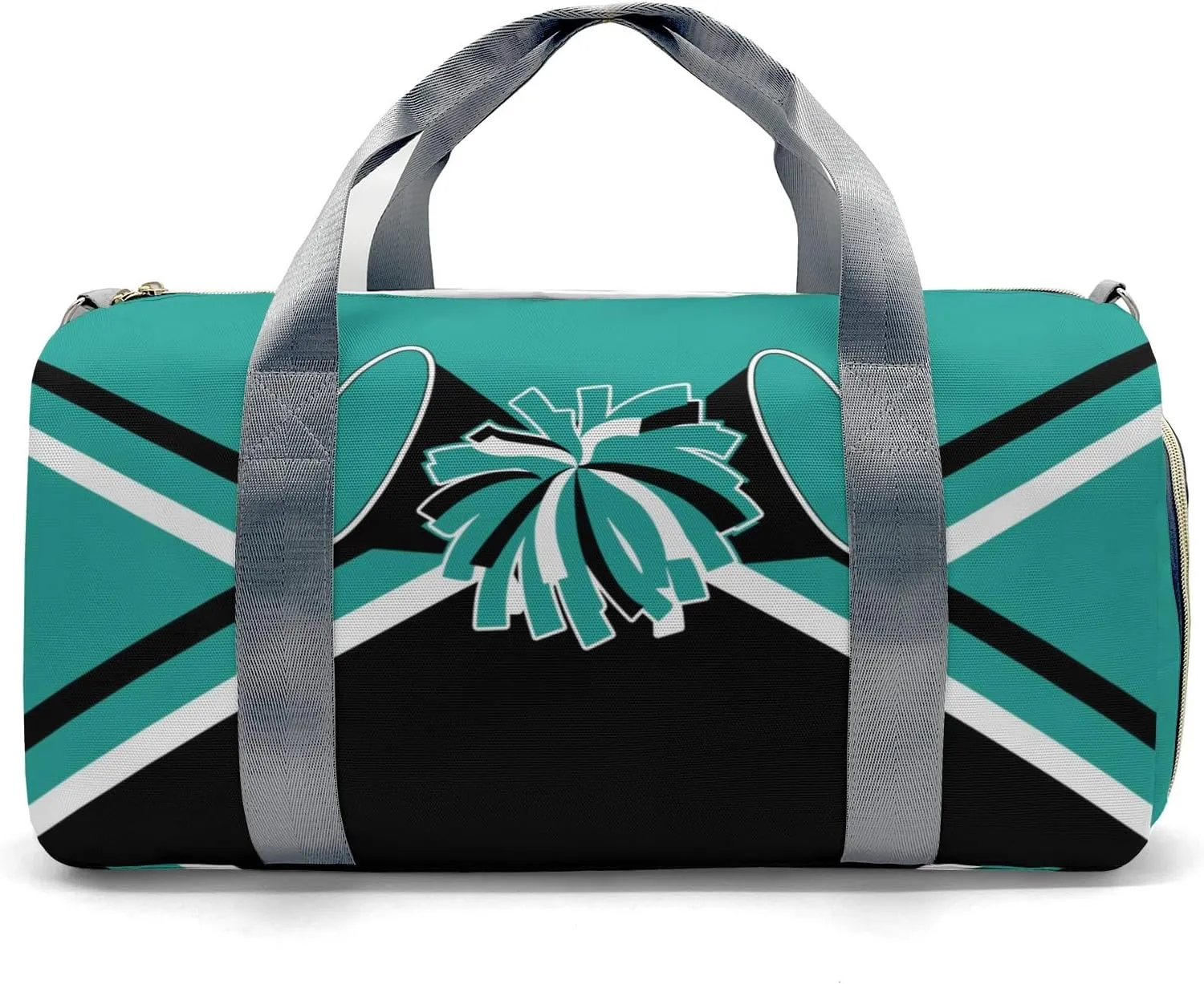 Personalized Multi-Function Travel Cheer Teal Black Duffel Handbag Large Capacity Women Men Gym Yoga Ballet with Name