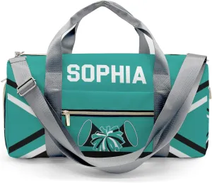 Personalized Multi-Function Travel Cheer Teal Black Duffel Handbag Large Capacity Women Men Gym Yoga Ballet with Name