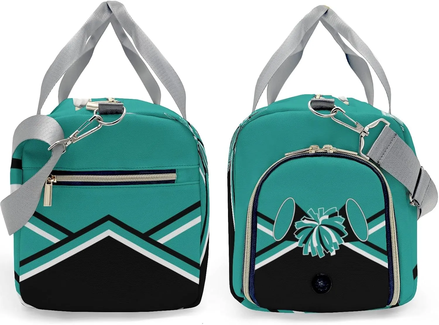 Personalized Multi-Function Travel Cheer Teal Black Duffel Handbag Large Capacity Women Men Gym Yoga Ballet with Name