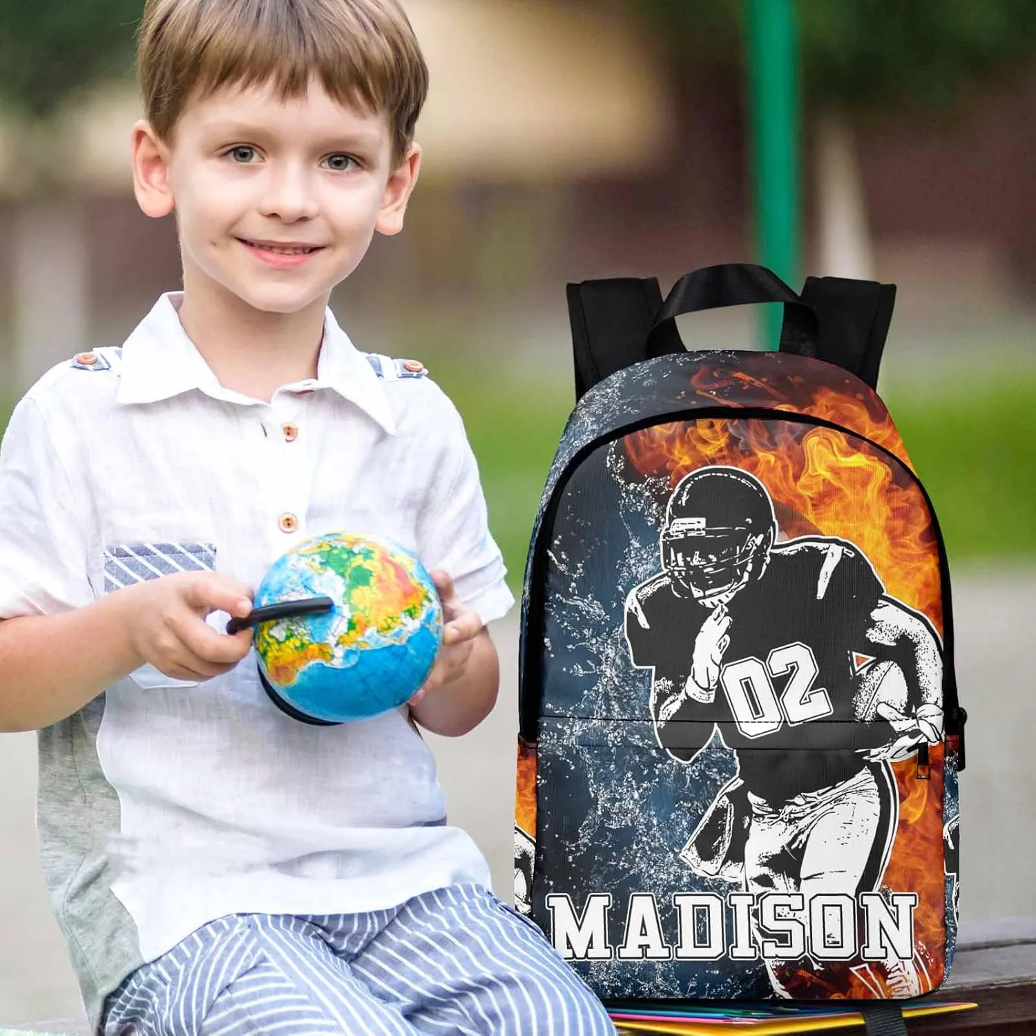 Personalized School Backpack for Elementary Boys, Custom Name Bookbag with Lunch Bag, Baseball Pattern Custom Children Students Shoulder Bag Daypacks for School Sports Travelling