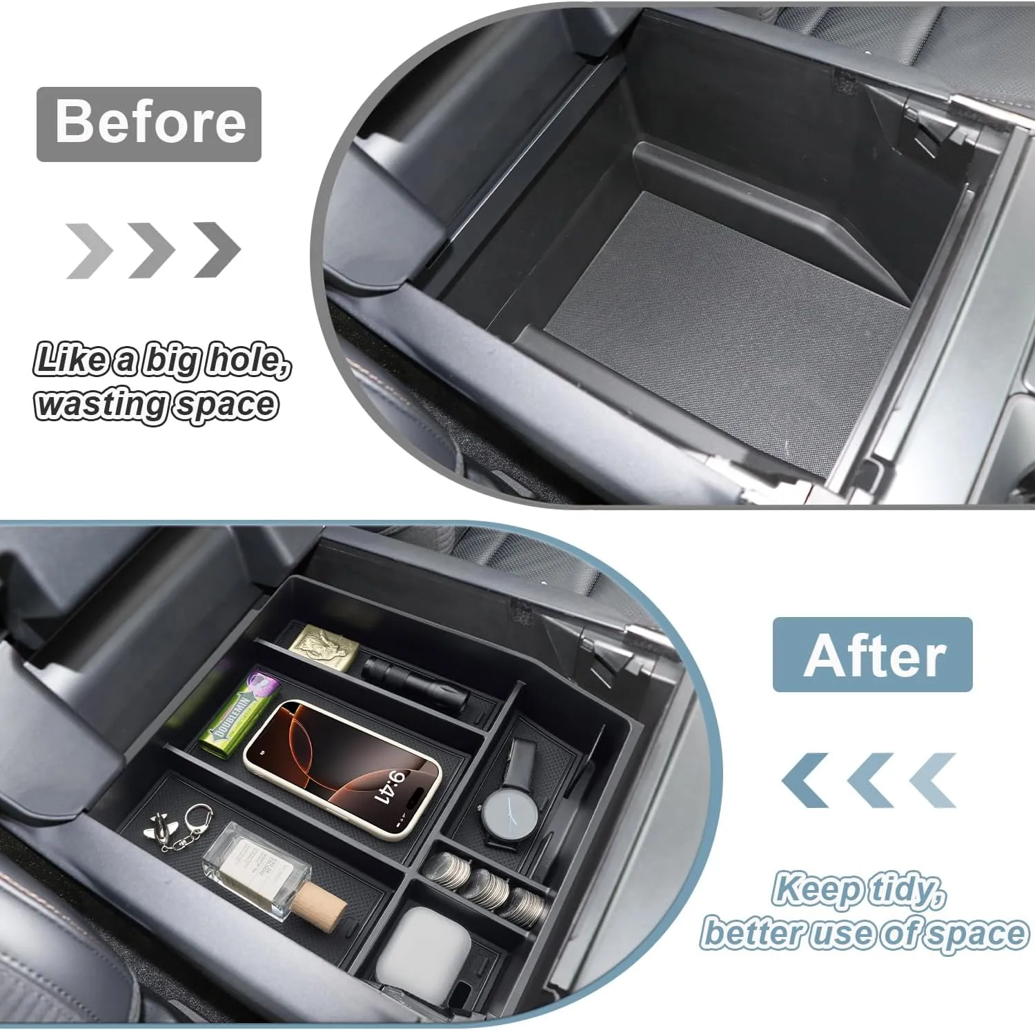 PIMCAR Center Console Organizer for 2021-2024 2025 Ford F150 Armrest Storage Tray Interior Accessories (Full Console w/Bucket Seats ONLY)