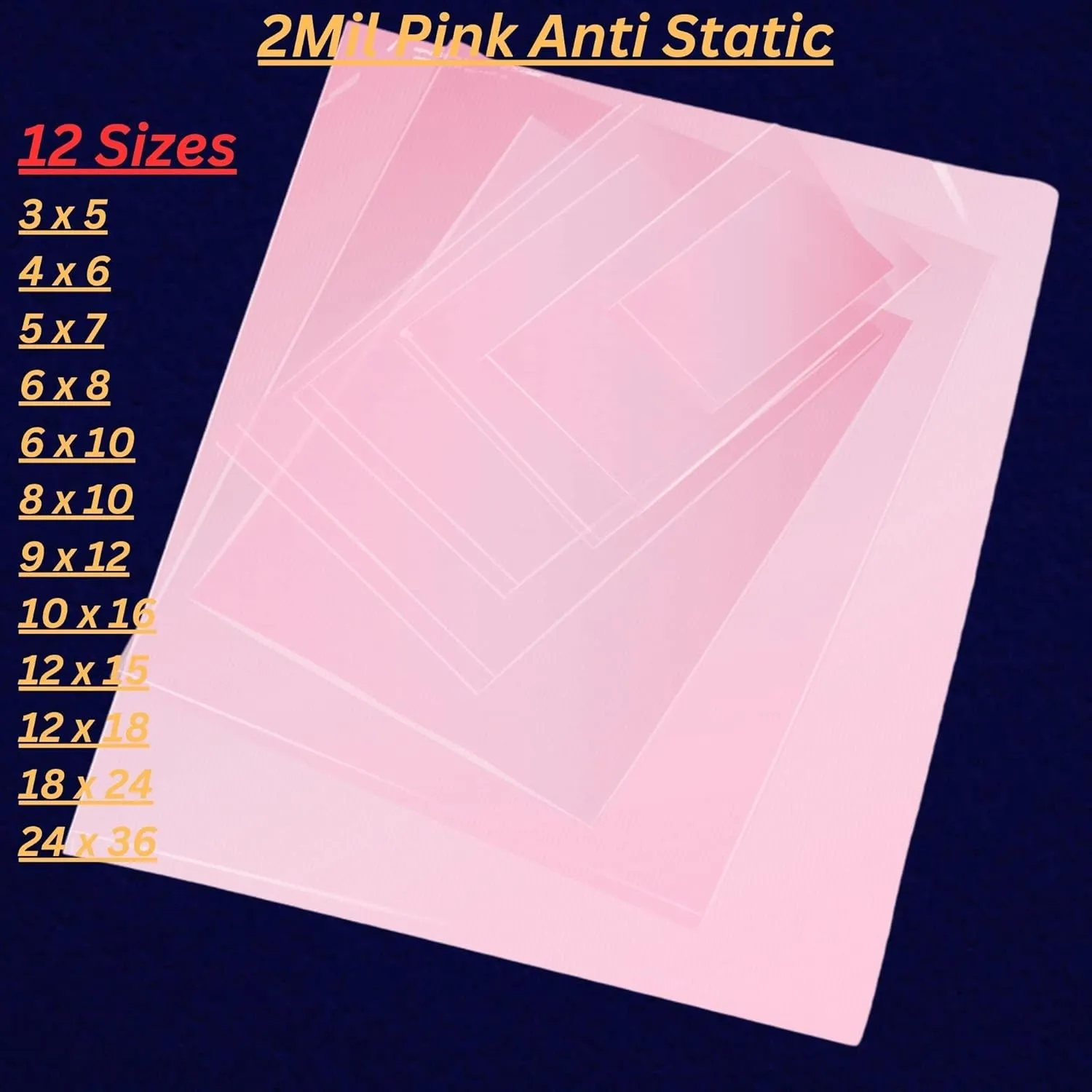 Pink Anti-Static Plastic Flat Bags - 24 x 36 & (50 Bags) 2 Mil Heavy Duty Plastic Bags | Heat Sealable Bags for Packaging Products | Plastic Baggies for Small Businesses