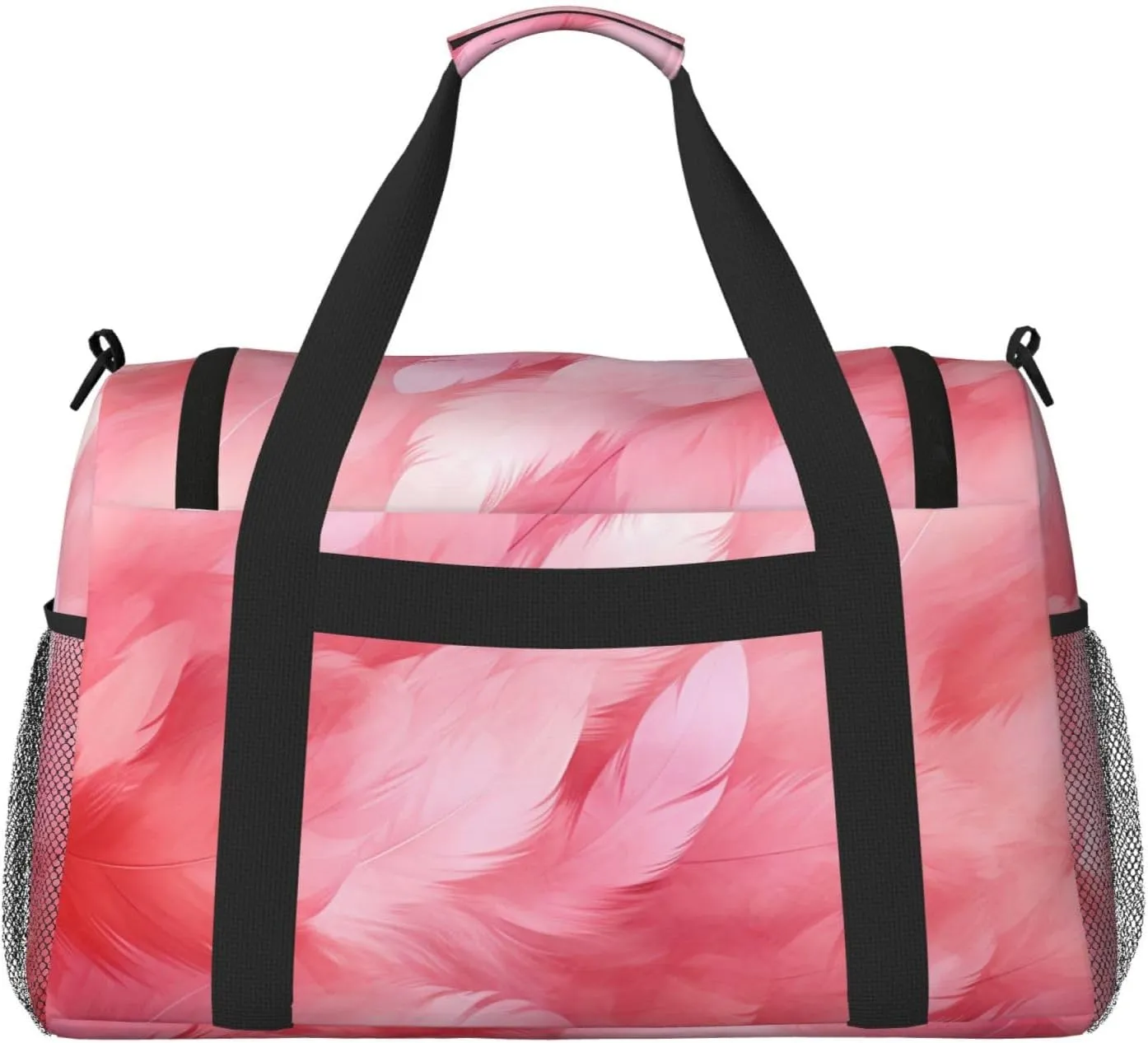 Pink Feathers Duffle Bag Foldable Travel Tote Bag Carry On Large Weekender Overnight Bags Waterproof Gym Bag For Women Men