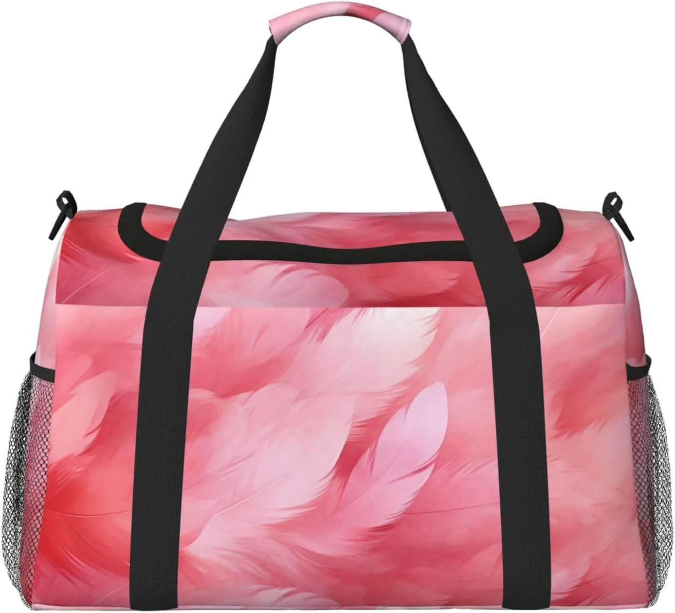 Pink Feathers Duffle Bag Foldable Travel Tote Bag Carry On Large Weekender Overnight Bags Waterproof Gym Bag For Women Men