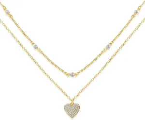 Planch Double Layered Heart Shaped Gold Necklace for Women, Pendant Chain Necklace for Women Fashionable Cuban Link Chain Toggle Clasp Necklace Fashionable Delicate Jewelry for Women
